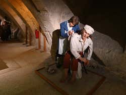 Two wax figures inside the museum