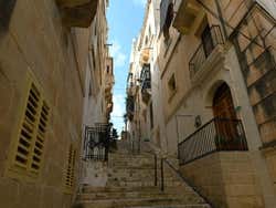 Ascending outdoor steps in a city