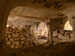 Underground tunnels in a catacomb